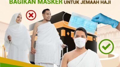 Tim kesehatan sektor khusus Indonesia di Masjidil Harom bagikan masker untuk jemaah haji