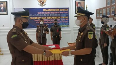 Ssst, jangan berisik, ada serahterima jabatan di Kejari OKI, begini wejangannya..