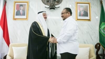 Dubes Saudi untuk Indonesia Syekh Essam bin Abed Al-Taqafi mengunjungi Menteri Agama Yaqut Cholil Qoumas. Pertemuan tersebut membahas terkait berakhirnya masa jabatan Syekh Essam bin Abed Al-Taqafi sebagai Dubes Saudi untuk Indonesia. Dia akan digantikan oleh Faisal bin Abdullah Al-Amudi, Senin 16/1/2023].