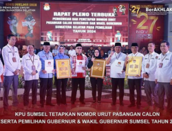 Nomor Urut Peserta Pilkada Serentak Tahun 2024 di Sumsel