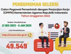 Buruan..Ente kalo berminat, siapa tahu bernasib, coba cari-cari tahu, ! ada seleksi calon PPPK Kemenag dibuka kemarin hingga 6 Januari