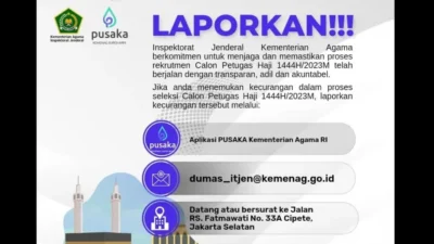 Bila Anda Kejanggalan Lapor, Ini  Tata Cara Pengaduan Kecurangan Rekrutmen Petugas Haji 1444H/2023M