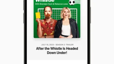Apple News umumkan kembalinya podcast After the Whistle with Brendan Hunt dan Rebecca Lowe, Musim kedua After the Whistle mengikuti turnamen Piala Dunia Wanita