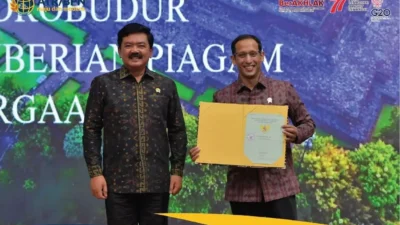 Tanah Candi Borobudur Hanya Hak Pakai, BPN Serahkan Sertifikat Tanah Candi Borobudur ke Kemendikbudristek