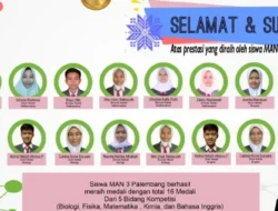 Keren…, Bisa Jadi Contoh !! Siswa MAN 3 Palembang Raih 16 Medali SSO 2022