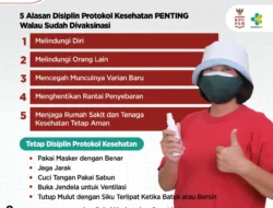 Pesan Singkat : 5 Alasan Disiplin Protokol Kesehatan tetap PENTING Walau Sudah Divaksinasi